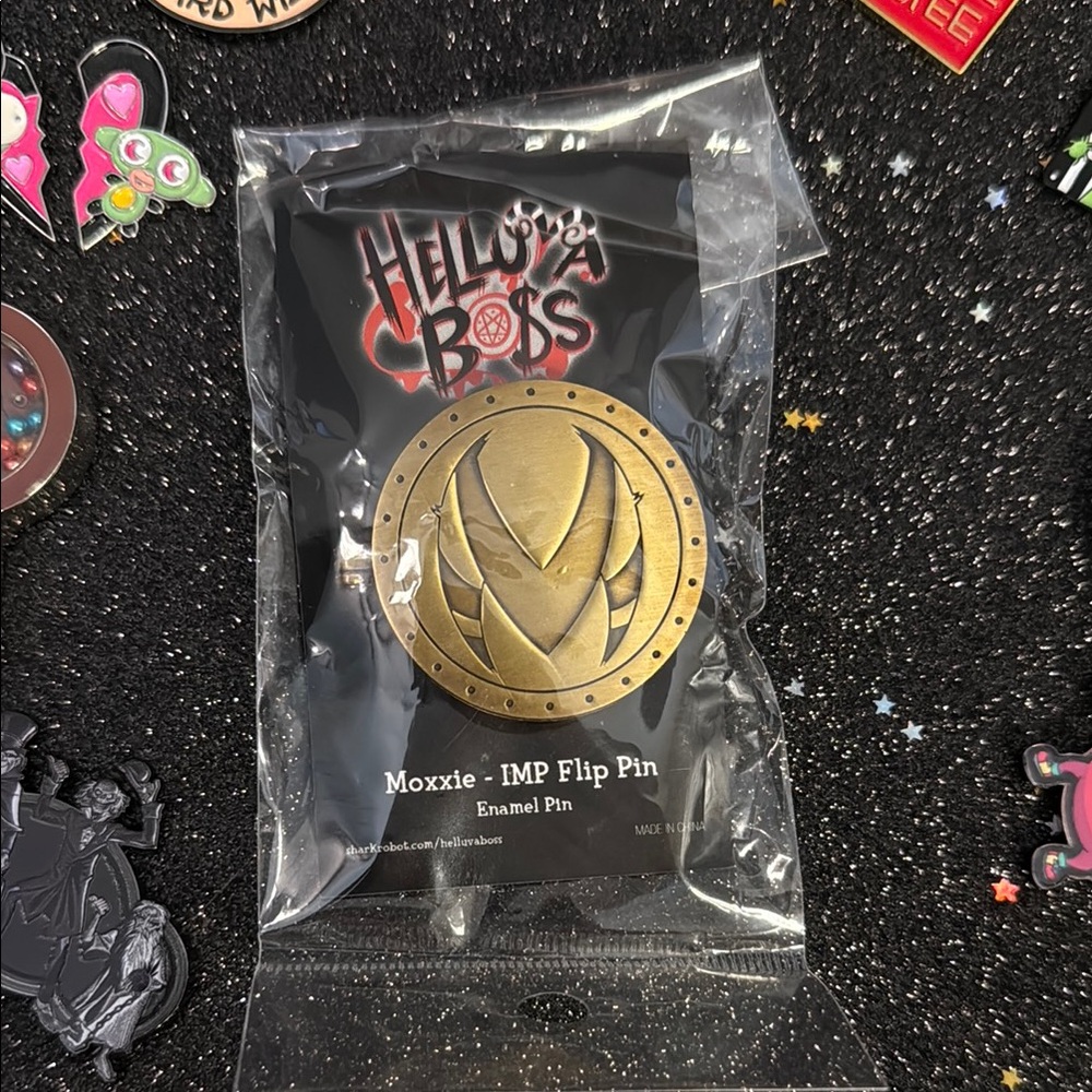 Helluva Boss Moxxie IMP Flip Pin - Gold Enamel